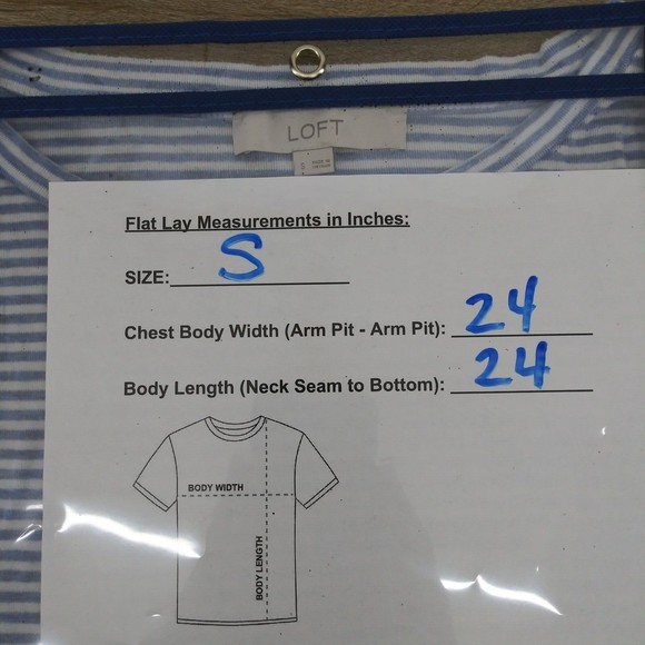 LOFT Blue Stripe Long Sleeve Shirt Womens Top - Size S - Picture 2 of 6